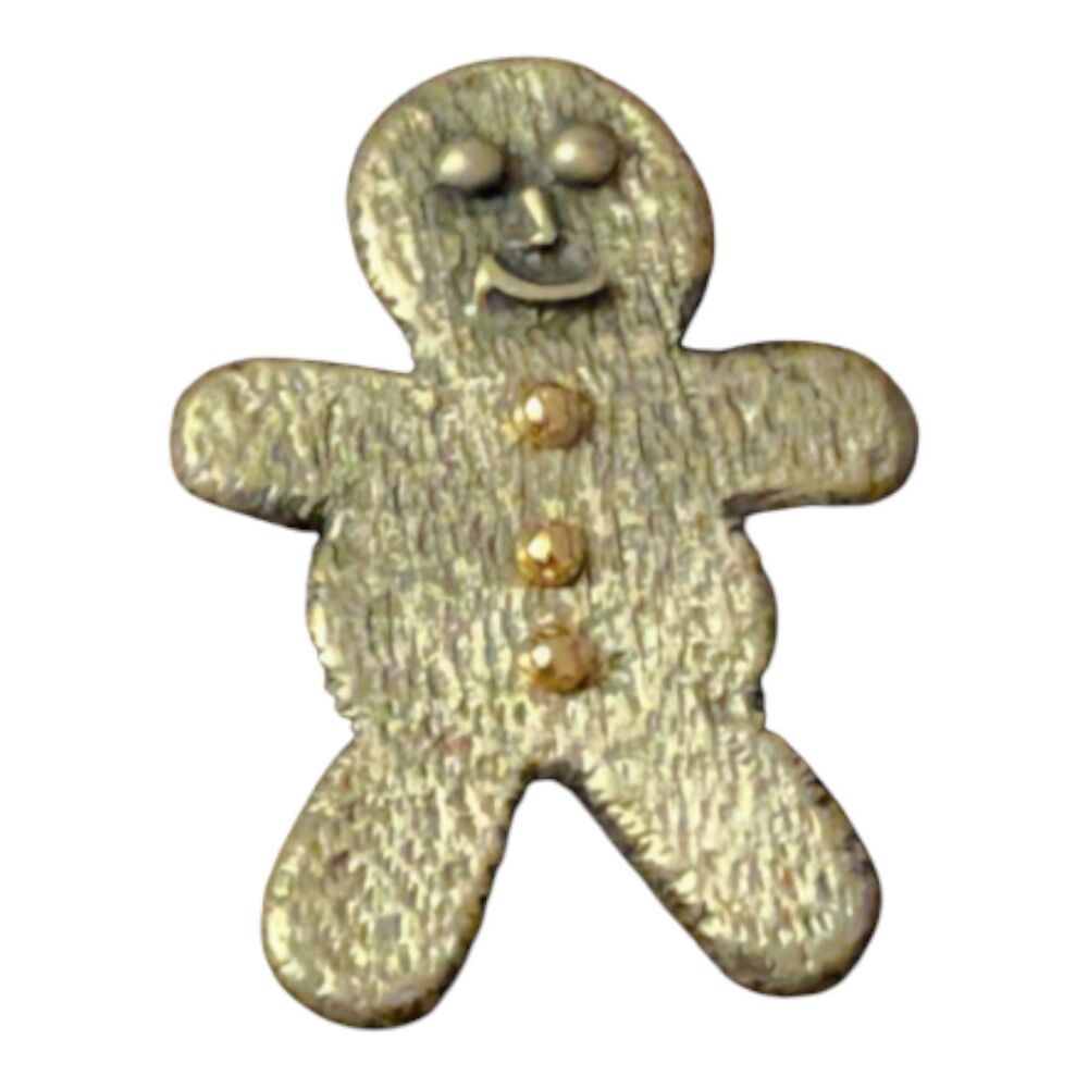 Gold Tone Gingerbread Man Lapel Pin